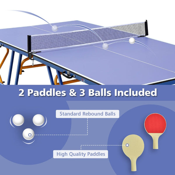English Elm Double Fish Foldable Ping Pong Table Mdf Surface Solo Practice Ready Indoor Outdoor W3087P251052