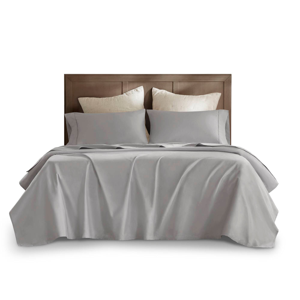 English Elm 4-Piece Cal King Sateen Sheet Set - Luxurious 100% Egyptian Cotton In Elegant Gray For Ultimate Comfort B035P381326
