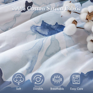 English Elm 7-piece King Comforter Set Cotton Print Bedding with Embroidered Pillows Layered Bedroom Blue Multi B035P482993