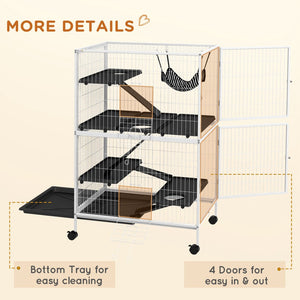 English Elm Pawhut Five Tier Ferret Chinchilla Habitat Steel Wire Enclosure with Hammock Rolling Base W2225P173730