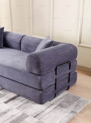 English Elm Convertible Sleeper Sofa Bed Corduroy Folding Mattress Couch with Cylindrical Pillow, Versatile Comfort and Support Gray W3199P277911