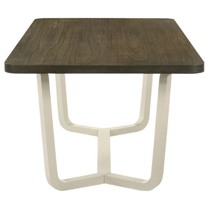 English Elm Sexton Two-tone Rectangular Dining Table Seats Six with Wood Grain Veneer Top B062P440324