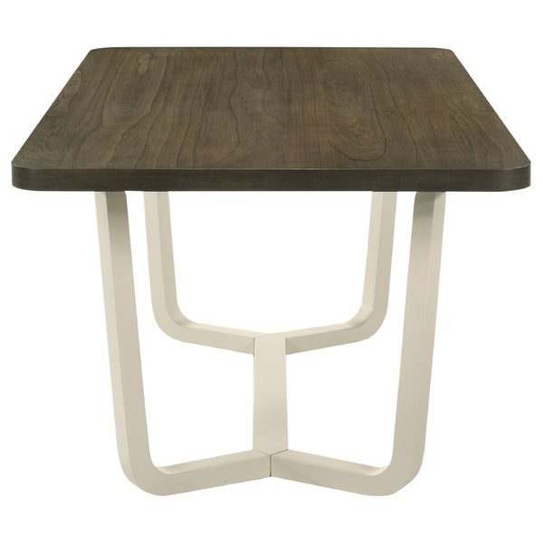 English Elm Sexton Two-tone Rectangular Dining Table Seats Six with Wood Grain Veneer Top B062P440324