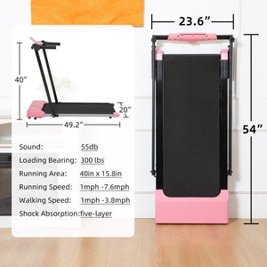 English Elm Treadmills for Home Office Use with Led Display Compact Under Desk Walking Running Pink W1303113536