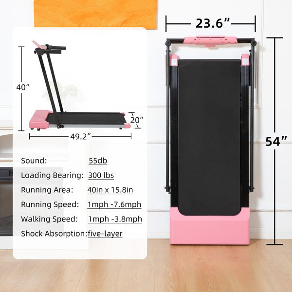 English Elm Treadmills for Home Office Use with Led Display Compact Under Desk Walking Running Pink W1303113536
