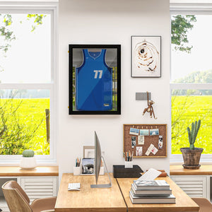 English Elm HOMCOM Black 24x32 Jersey Display Case – UV-Resistant Acrylic Shadow Box with Lockable Latches and Keys for Memorabilia Display and Wall Hanging W2225P217952