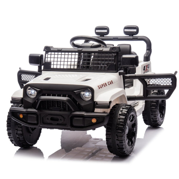 English Elm 24v Kids Ride on Car with Parental Remote Four Wheel Suspension Led Lights Bluetooth White W1578P235083