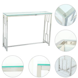 Homeroots 12" Clear And Silver Glass Frame Console Table   481008
