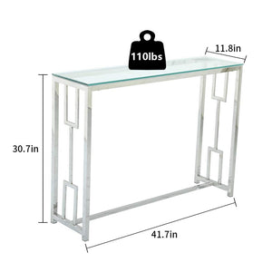 Homeroots 12" Clear And Silver Glass Frame Console Table   481008