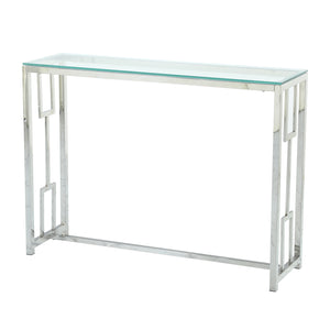 Homeroots 12" Clear And Silver Glass Frame Console Table   481008