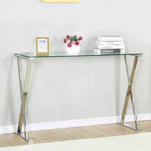 Homeroots 12" Clear And Silver Glass Frame Console Table   481011