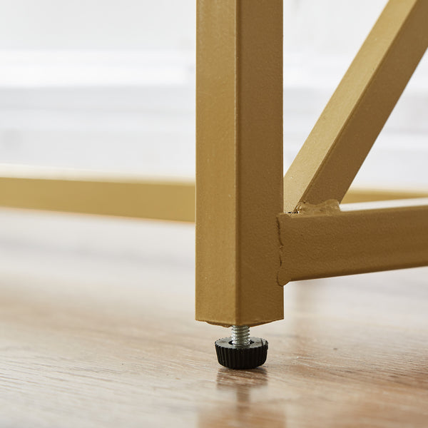 Homeroots 12" Clear And Gold Glass Frame Console Table   481012