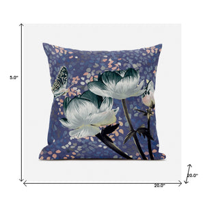 Homeroots 20" X 20" Dark Green And Grey Roses And Butterfly Suede Throw Pillow   481017