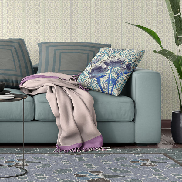 Homeroots 20" X 20" Blue And Gray Butterfly Broadcloth Floral Zippered Pillow   481026