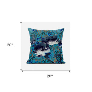 Homeroots 20" X 20" Green And White Butterfly Broadcloth Floral Zippered Pillow   481029