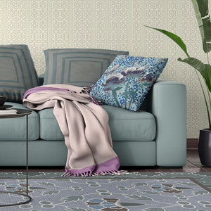 Homeroots 20" X 20" Blue And White Butterfly Broadcloth Floral Zippered Pillow   481035