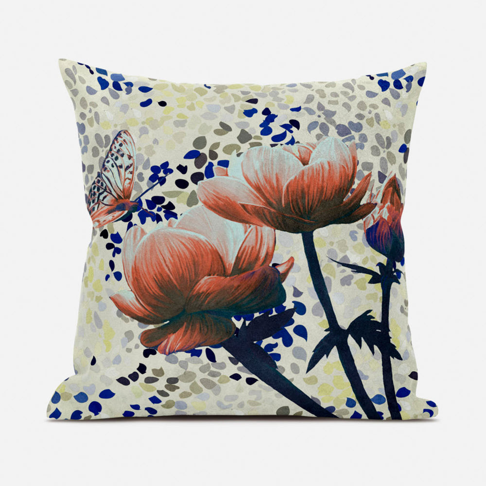 Homeroots 5" Green And Yellow Butterfly Floral Broadcloth Throw Pillow   481044