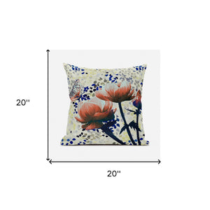 Homeroots 5" Green And Yellow Butterfly Floral Broadcloth Throw Pillow   481044