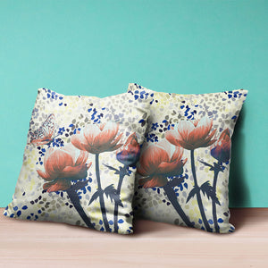 Homeroots 5" Green And Yellow Butterfly Floral Broadcloth Throw Pillow   481044