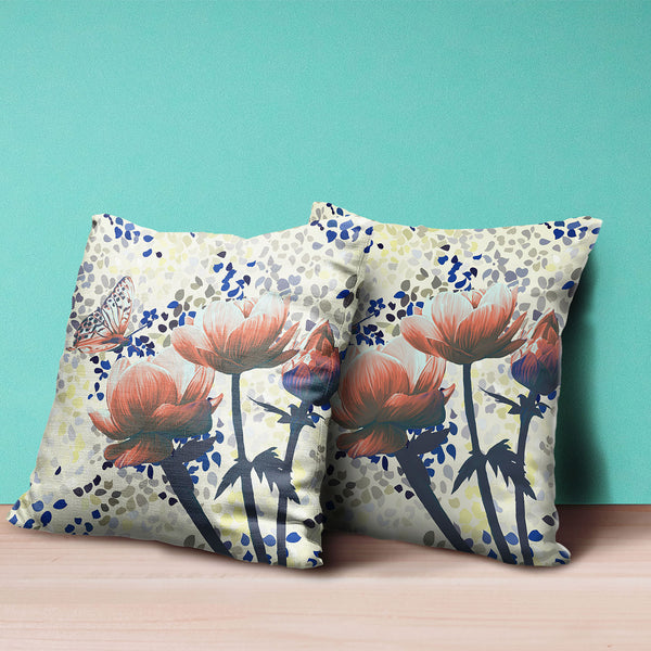 Homeroots 5" Green And Yellow Butterfly Floral Broadcloth Throw Pillow   481044