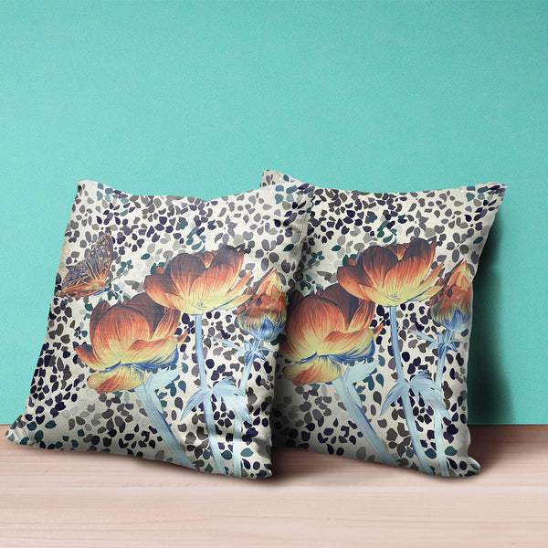 Homeroots 20" X 20" Orange Yellow Butterfly Broadcloth Floral Zippered Pillow   481047