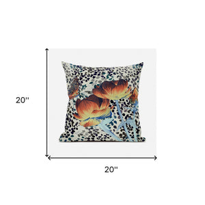 Homeroots 20" X 20" Orange Yellow Butterfly Broadcloth Floral Zippered Pillow   481047