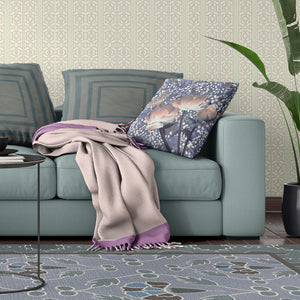 Homeroots 20" X 20" Blue And Gray Butterfly Broadcloth Floral Zippered Pillow   481050