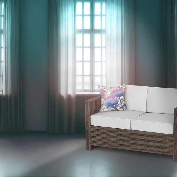 Homeroots 20" X 20" Pink And Blue Butterfly Broadcloth Floral Zippered Pillow   481056