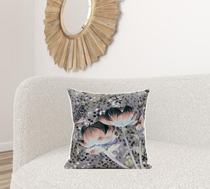 Homeroots 20" X 20" Pink And Green Butterfly Broadcloth Floral Zippered Pillow   481059