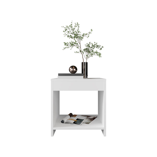 English Elm Night Night Table 16.5"H Engineered Wood Bedside Table with Spacious Shelf, Compact Modern Design White 17.72 L x 15.75 W x 3.54 H B097P250886