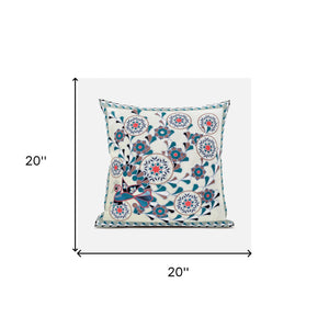 Homeroots 20" X 20" Black And Off White Peacock Broadcloth Floral Zippered Pillow   481110