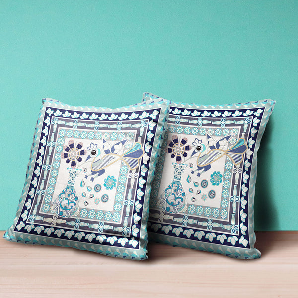 Homeroots 20" X 20" Beige And Black Peacock Broadcloth Floral Zippered Pillow   481122