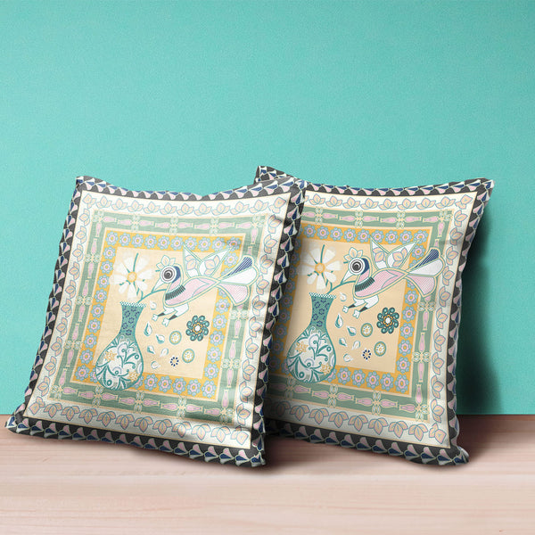 Homeroots 20" X 20" Beige And Black Peacock Broadcloth Floral Zippered Pillow   481146