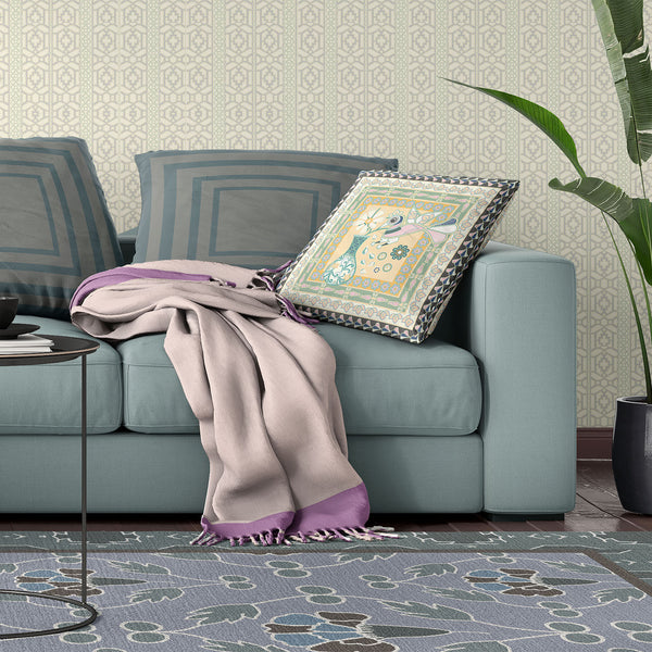 Homeroots 20" X 20" Beige And Black Peacock Broadcloth Floral Zippered Pillow   481146