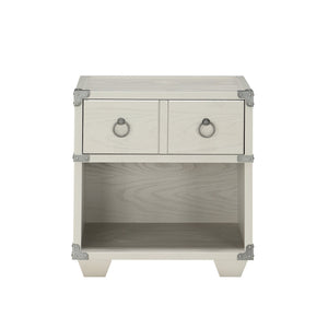 English Elm Orchest Gray Finish Nightstand with Smooth Ball-Bearing Drawer, Industrial Metal Braces, Modern Knobs B2726P263390