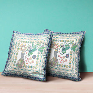 Homeroots 20" X 20" Green And Yellow Peacock Broadcloth Floral Zippered Pillow   481167