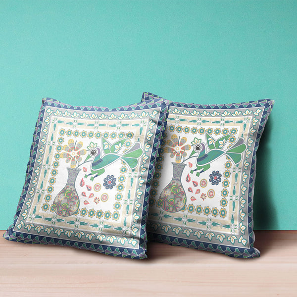 Homeroots 20" X 20" Green And Yellow Peacock Broadcloth Floral Zippered Pillow   481167