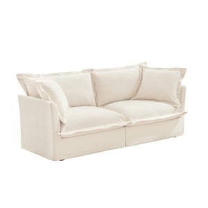 English Elm Modern Slipcovered 2-Seat Sofa - Stylish Cream Chenille Couch With Detachable Covers For Small Spaces W3041S00003