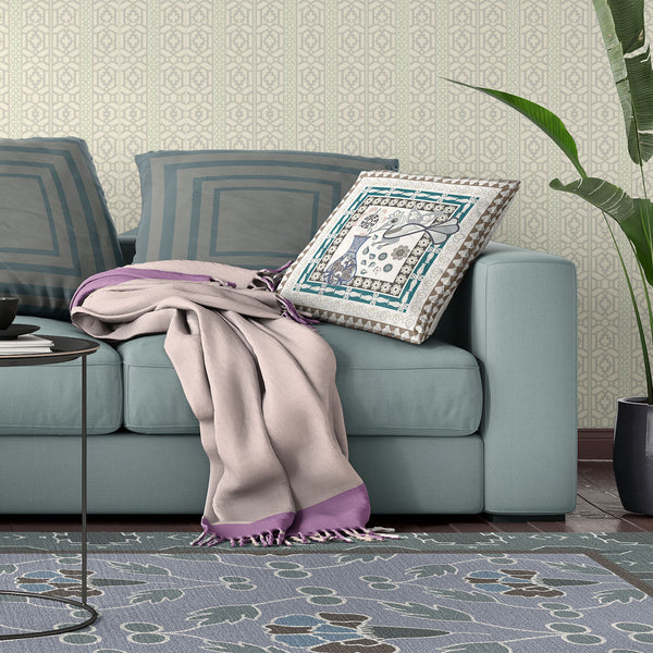 Homeroots 20" X 20" Beige And Aqua Peacock Broadcloth Floral Zippered Pillow   481203