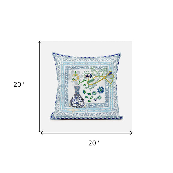 Homeroots 20" X 20" Gray And White Peacock Broadcloth Floral Zippered Pillow   481233