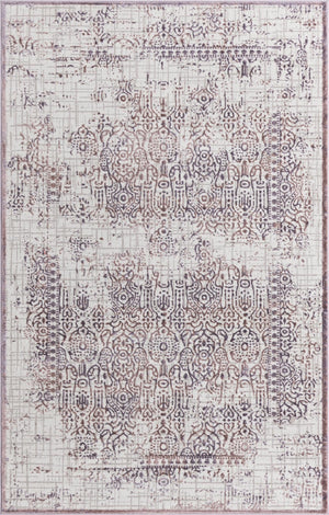 Unique Loom Aberdeen Stanhope Machine Made Border Rug Violet, Light Brown 5' 1" x 8' 0"
