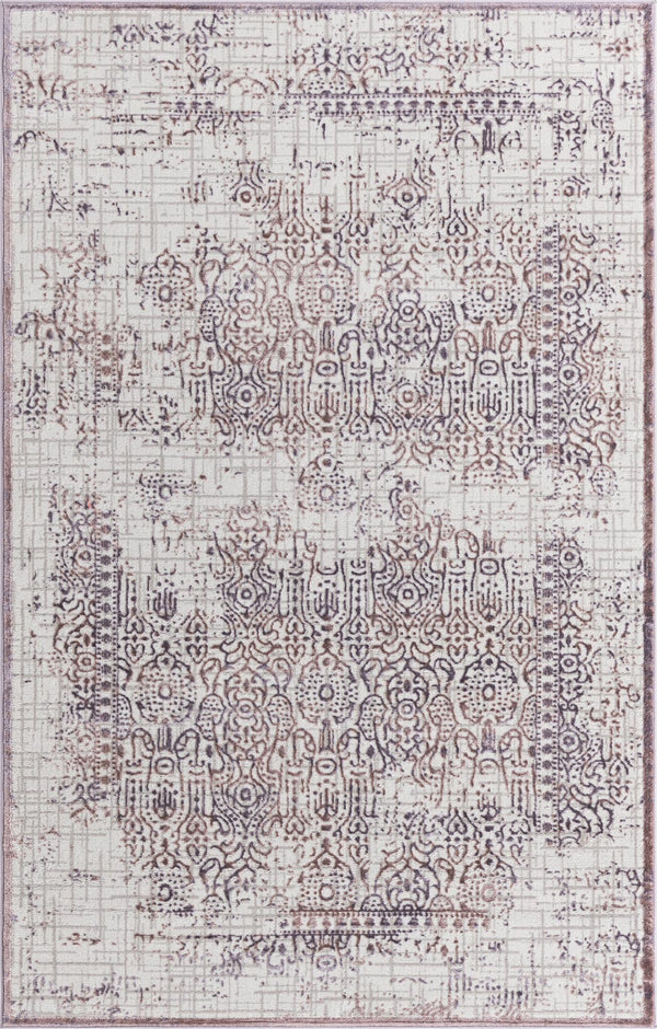 Unique Loom Aberdeen Stanhope Machine Made Border Rug Violet, Light Brown 5' 1" x 8' 0"
