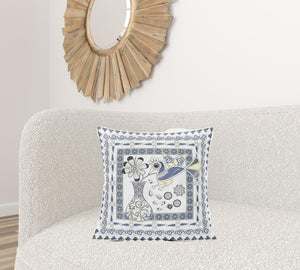 Homeroots 20" X 20" Gray And Yellow Peacock Broadcloth Floral Zippered Pillow   481248