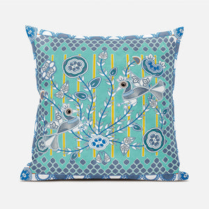 Homeroots 20" X 20" Gray And White Peacock Broadcloth Floral Zippered Pillow   481269