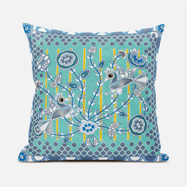 Homeroots 20" X 20" Gray And White Peacock Broadcloth Floral Zippered Pillow   481269