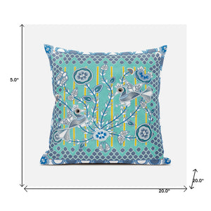 Homeroots 20" X 20" Gray And White Peacock Broadcloth Floral Zippered Pillow   481269