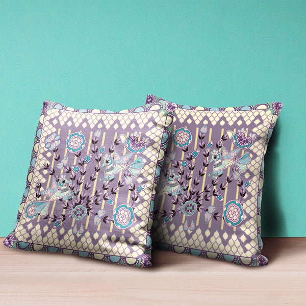 Homeroots 20" X 20" Blue And Purple Peacock Broadcloth Floral Zippered Pillow   481272