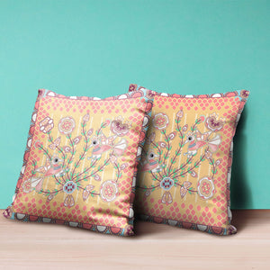 Homeroots 20" X 20" Yellow And Peach Peacock Broadcloth Floral Zippered Pillow   481278