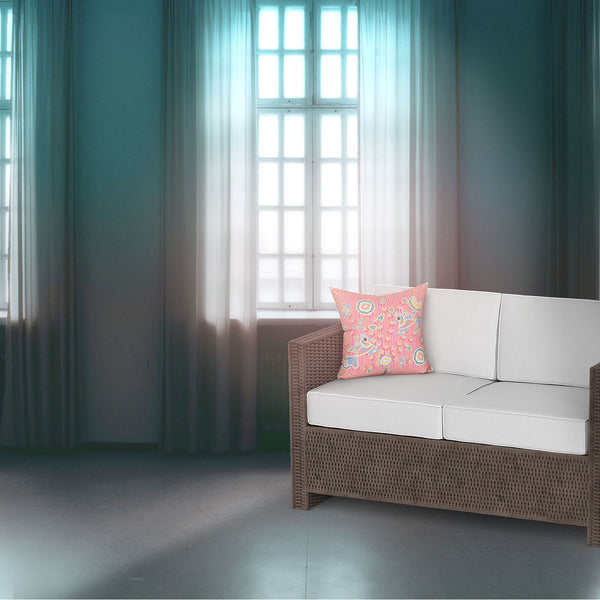 Homeroots 20" X 20" Yellow And Peach Peacock Broadcloth Floral Zippered Pillow   481284