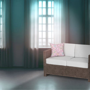 Homeroots 20" X 20" Gray And Pink Peacock Broadcloth Floral Zippered Pillow   481287